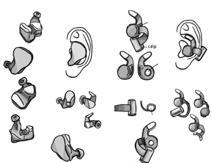 BeCozU earbud design concept sketches
